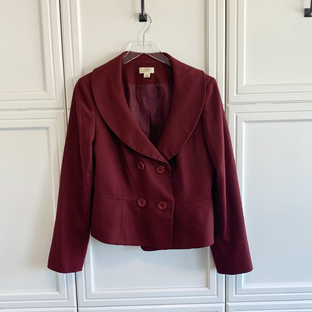 Loft Maroon Double Breasted Jacket - image 1